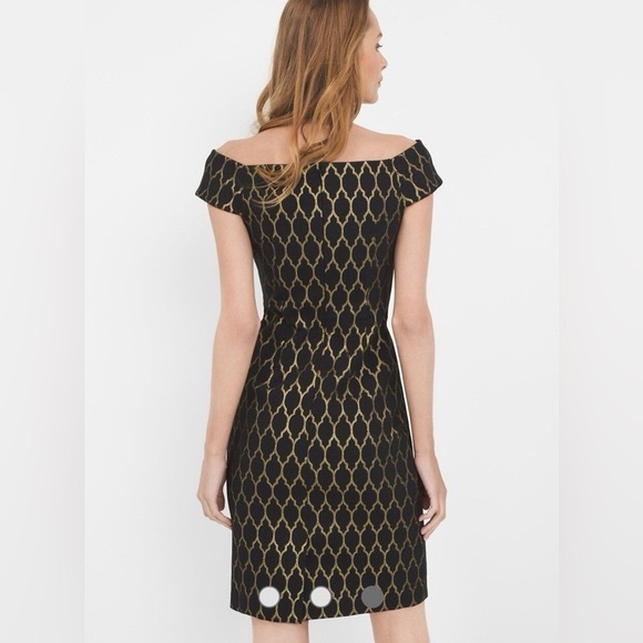 White House Black Market Jacquard Off the Shoulder Dress - Picture 7 of 13